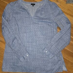 TALBOTS‎ Denim Chambray Top BV-Neck Pullover Front Size S